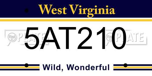 5AT210 West Virginia License Plate
