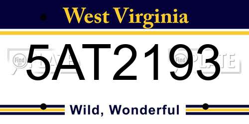 5AT2193 West Virginia License Plate
