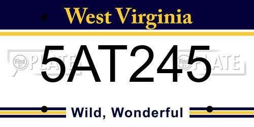 5AT245 West Virginia License Plate