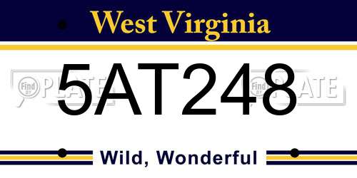 5AT248 West Virginia License Plate