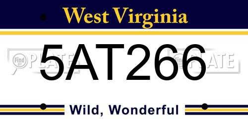 5AT266 West Virginia License Plate