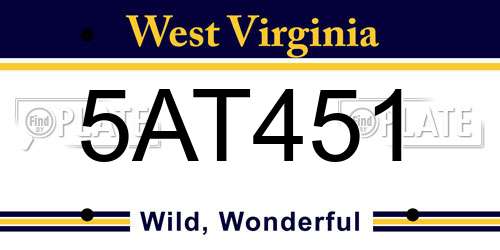5AT451 West Virginia License Plate