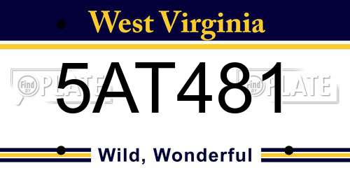 5AT481 West Virginia License Plate