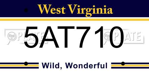 5AT710 West Virginia License Plate