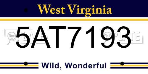 5AT7193 West Virginia License Plate