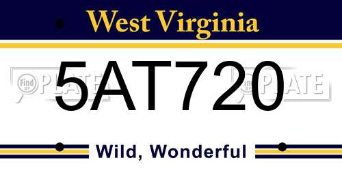 5AT720 West Virginia License Plate