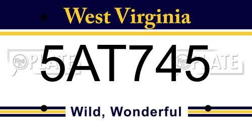 5AT745 West Virginia License Plate