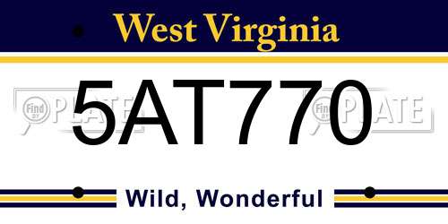 5AT770 West Virginia License Plate