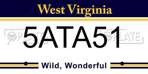 5ATA51 West Virginia License Plate