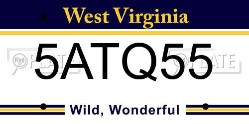 5ATQ55 West Virginia License Plate