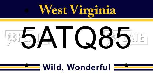5ATQ85 West Virginia License Plate