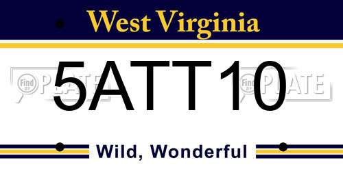 5ATT10 West Virginia License Plate