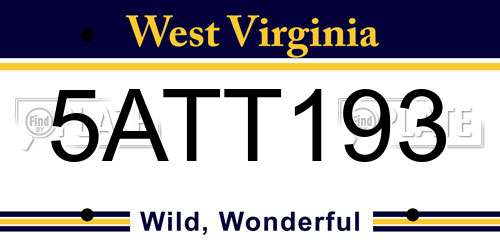 5ATT193 West Virginia License Plate