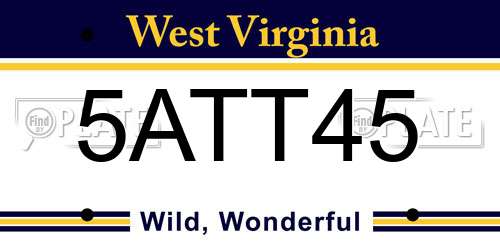 5ATT45 West Virginia License Plate
