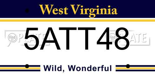5ATT48 West Virginia License Plate
