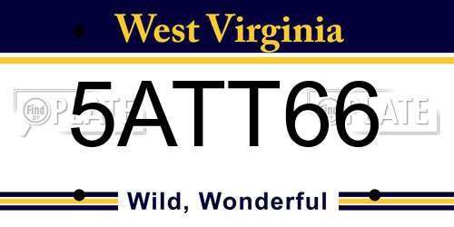 5ATT66 West Virginia License Plate