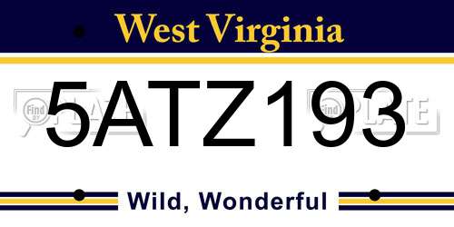 5ATZ193 West Virginia License Plate