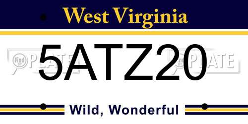 5ATZ20 West Virginia License Plate