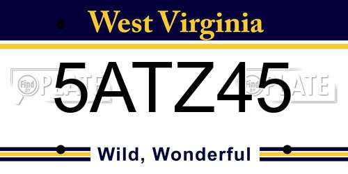 5ATZ45 West Virginia License Plate