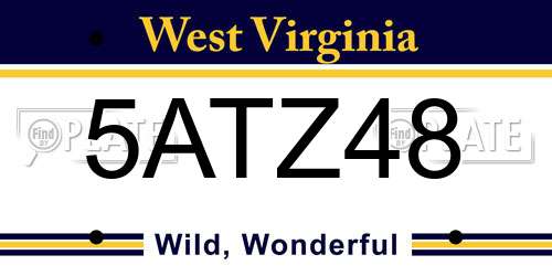 5ATZ48 West Virginia License Plate