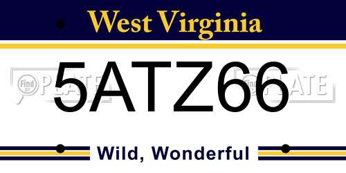 5ATZ66 West Virginia License Plate