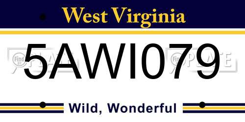 5AWI079 West Virginia License Plate