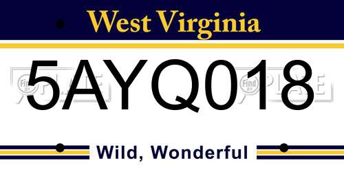 5AYQ018 West Virginia License Plate