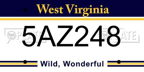 5AZ248 West Virginia License Plate