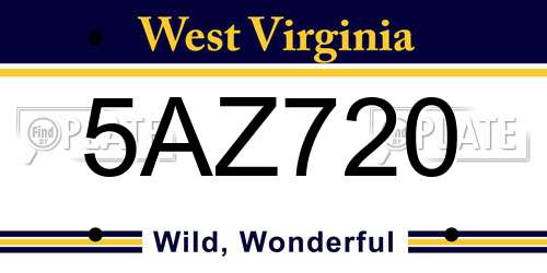 5AZ720 West Virginia License Plate