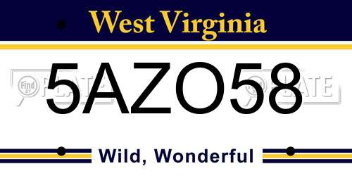 5AZO58 West Virginia License Plate