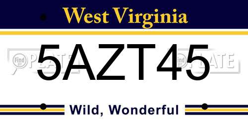 5AZT45 West Virginia License Plate