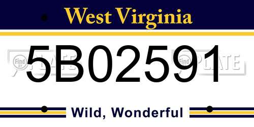 5B02591 West Virginia License Plate