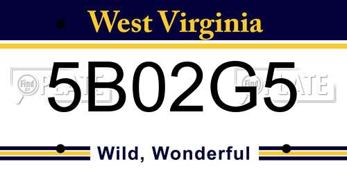 5B02G5 West Virginia License Plate