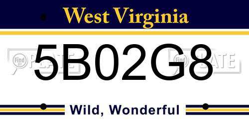 5B02G8 West Virginia License Plate