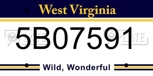 5B07591 West Virginia License Plate