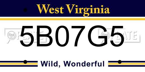 5B07G5 West Virginia License Plate