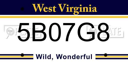 5B07G8 West Virginia License Plate