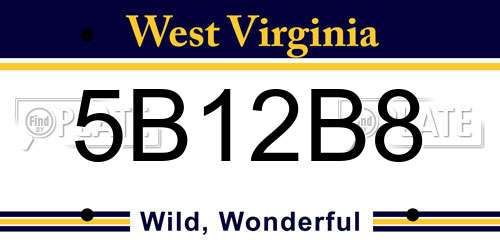 5B12B8 West Virginia License Plate