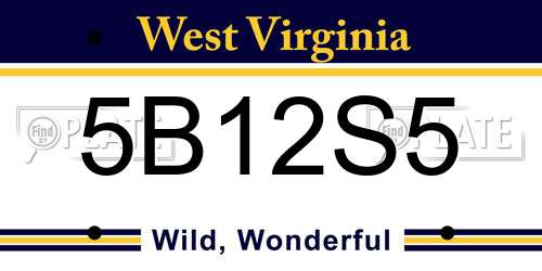 5B12S5 West Virginia License Plate