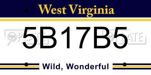 5B17B5 West Virginia License Plate