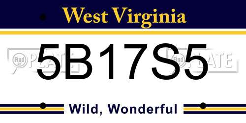 5B17S5 West Virginia License Plate