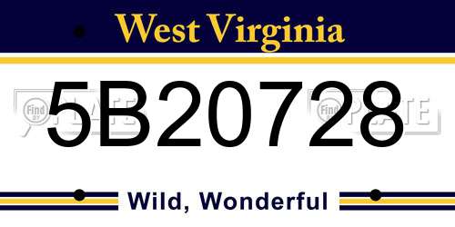 5B20728 West Virginia License Plate