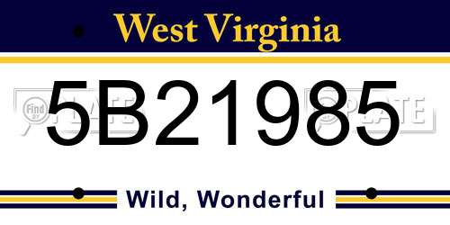5B21985 West Virginia License Plate