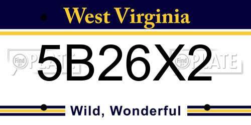 5B26X2 West Virginia License Plate