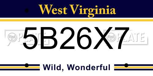 5B26X7 West Virginia License Plate