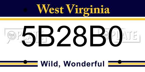 5B28B0 West Virginia License Plate
