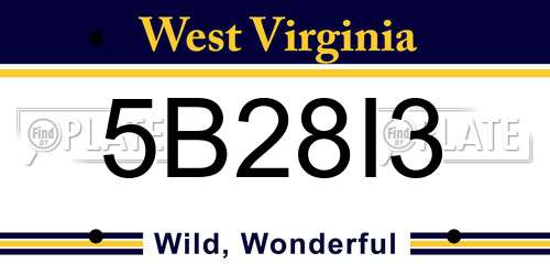 5B28I3 West Virginia License Plate
