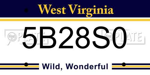 5B28S0 West Virginia License Plate