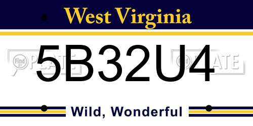 5B32U4 West Virginia License Plate