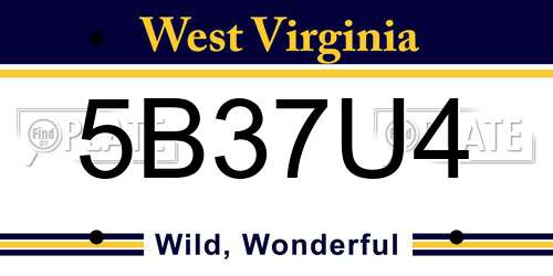 5B37U4 West Virginia License Plate